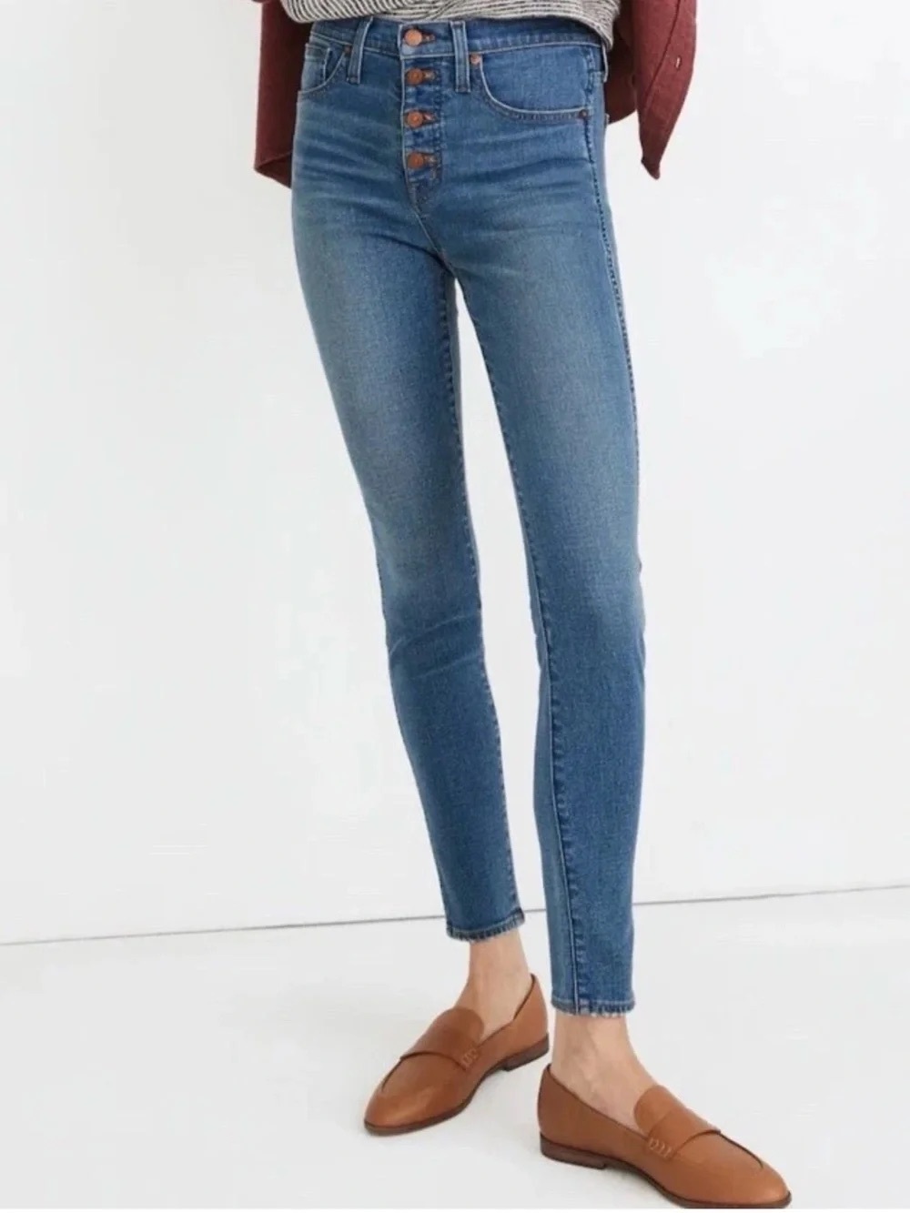 Madewell 10” High-Rise Button Front Skinny Jeans Medium Wash size 26